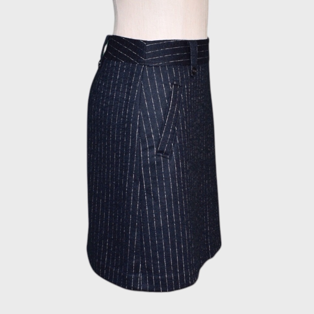 LOFT Navy Pinstripe A-Line Skirt - Picture 2 of 5